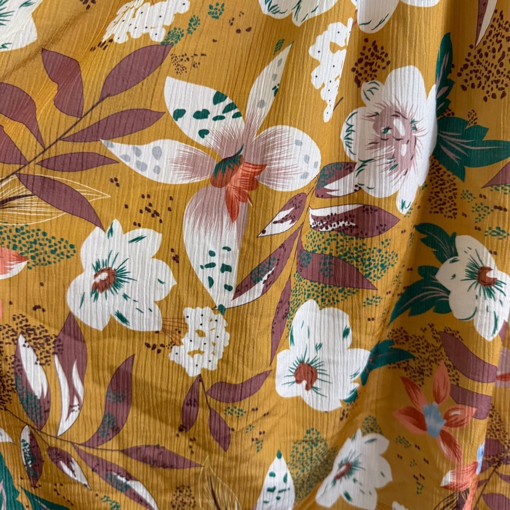 Fall Floral Dress Size Medium‎ Boho Cottagecore Above Knee Ruched Bodice Wedding - Picture 5 of 10